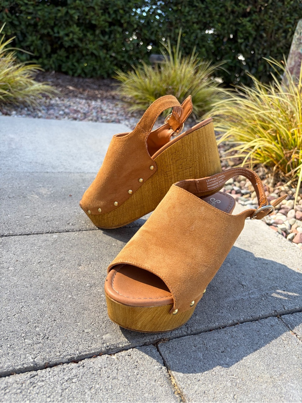 Seychelles Suede Platform Slingback Sandals - Tan/Camel